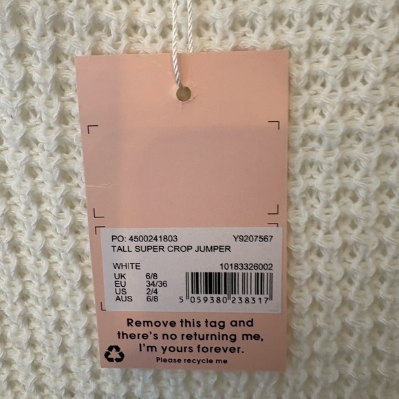 New Misguided Creme Crewneck Cropped Knit Sweater Size Small - Picture 7 of 11